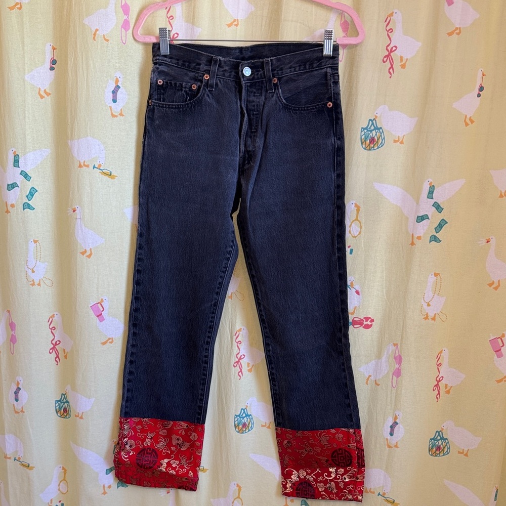 Levi's Black Jeans with Red Hem